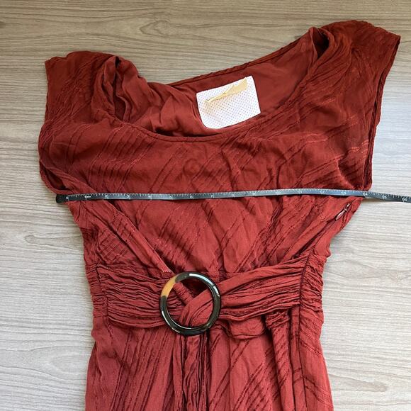 Anthro Anthropologie Moulinette Soeurs Guinevere Belted Textured Maxi Dress 10P - Picture 9 of 11